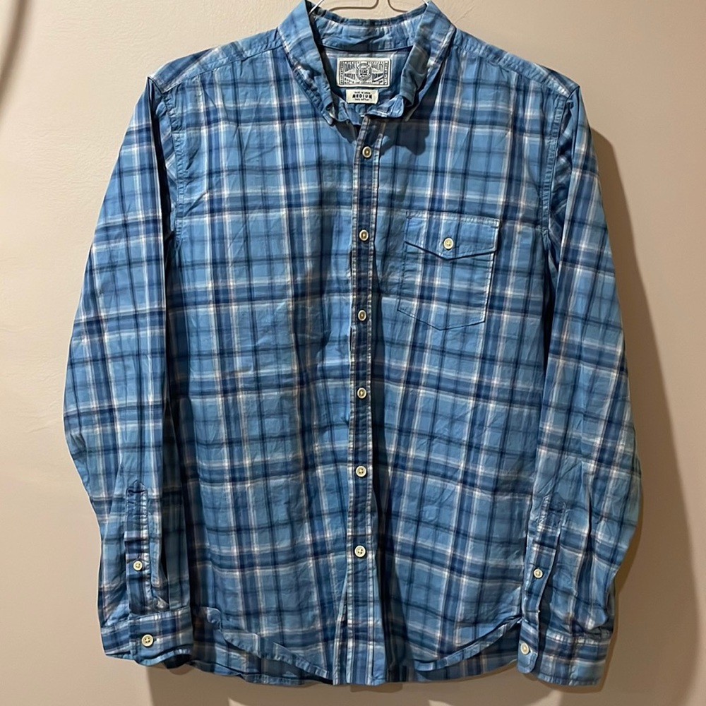 Lucky Brand men’s plaid button up dress shirt